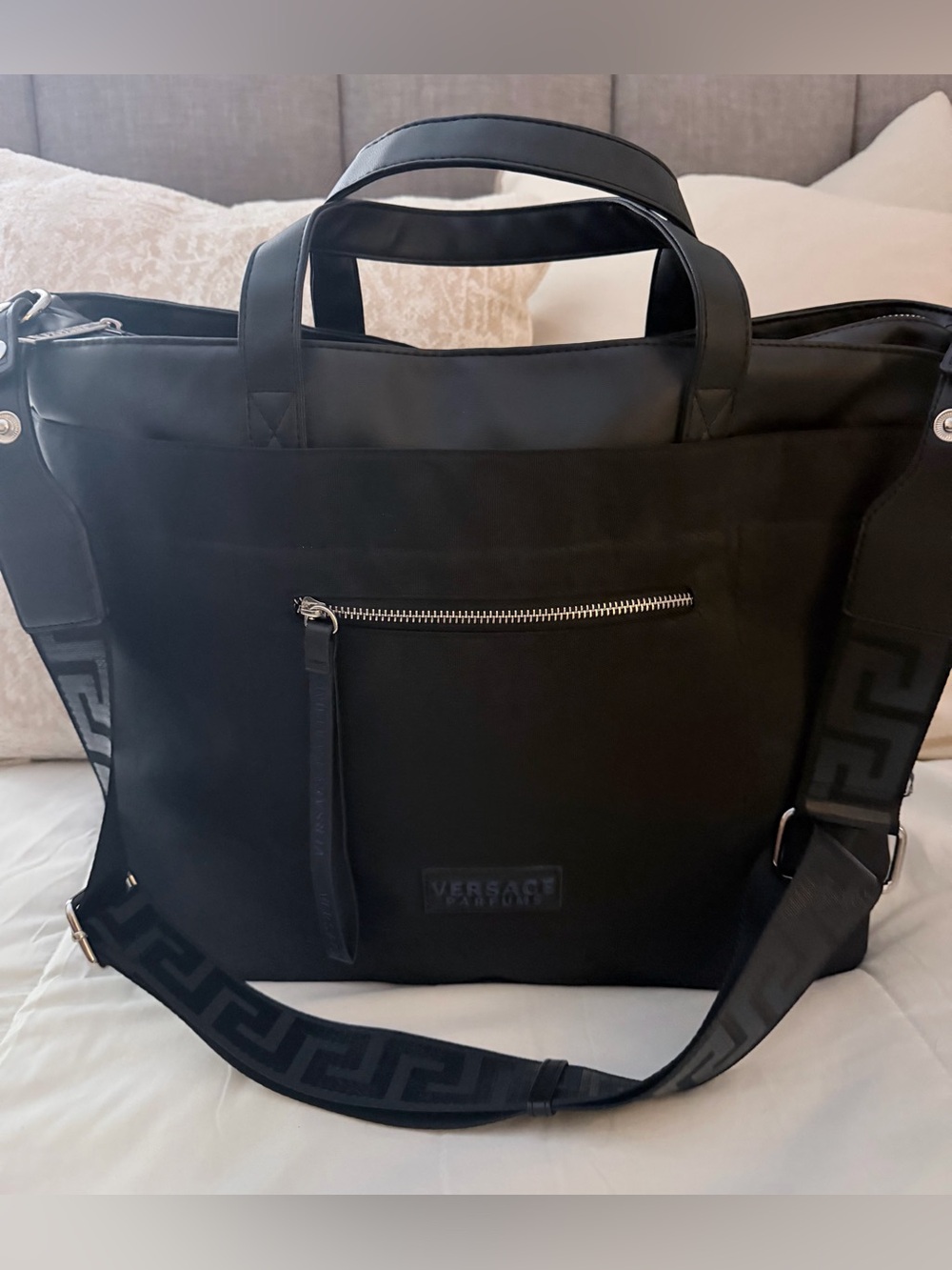 Versace Bag Travel Purse Holdall Weekender Carry On Black Logo Designer New